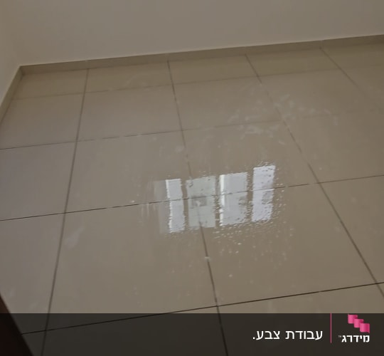 רצפה רטובה עם השתקפות חלון